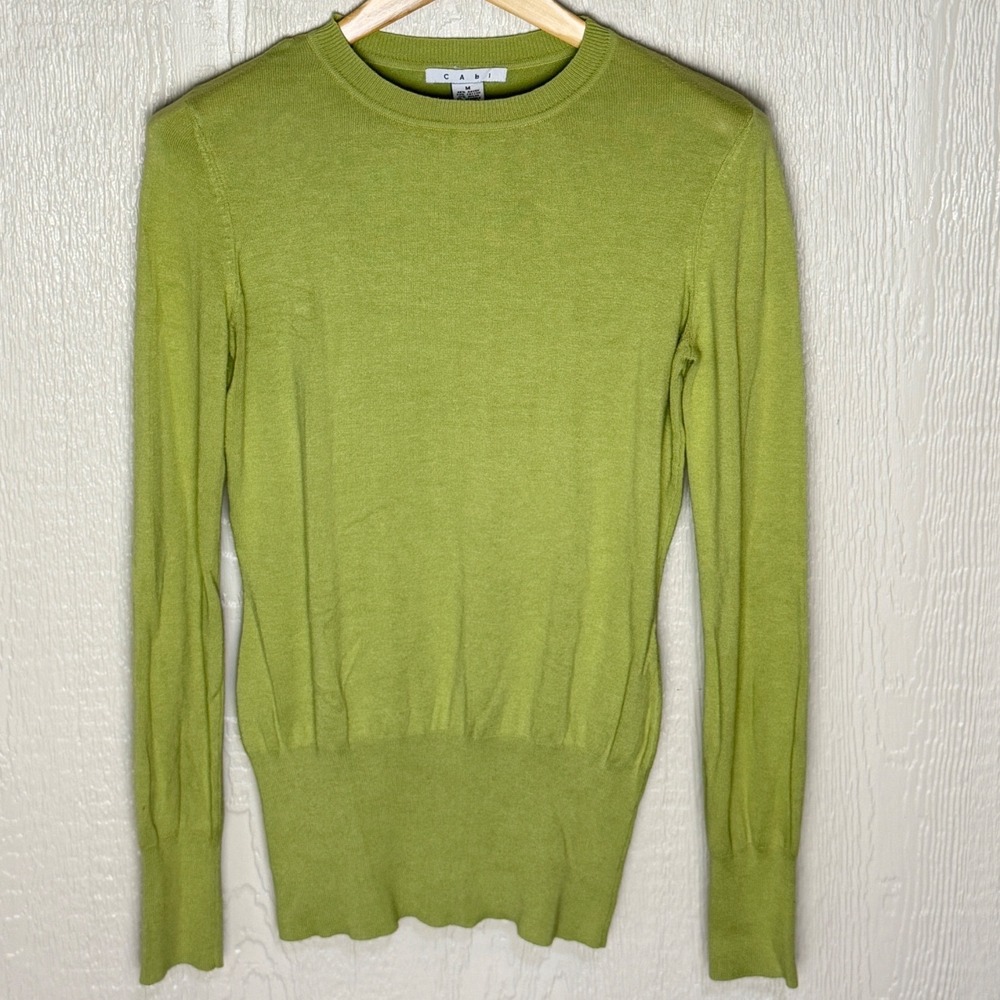 Cabi Lime Green Crew Neck Long Sleeve Knit Sweater Style Womens Medium